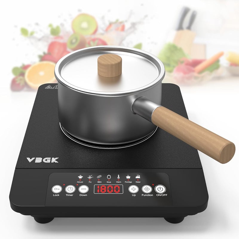 Bgk Portable induction Cooktop,110V Single Burner Induction Stove Top,1800W Induction Hot Plate Electric Burner,7 Power Levels, Kids Lock & Timer,LED touch control,Overheat Protection - Image 1